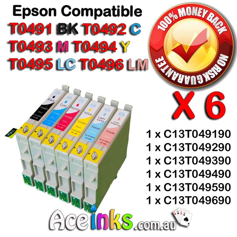 6 Pack Combo Compatible EPSON T0491 C/M/Y/LC/LM - Click Image to Close